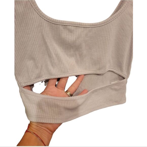 NWT Papermoon Light Purple Lavender Ribbed Cut Out Cropped Tank M - Picture 2 of 7